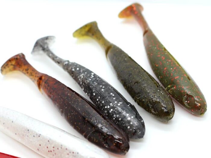 Damiki Edge Shad 10.2CM (4 inch), 204 (Motor Oil Red), 6buc/plic - imagine 5