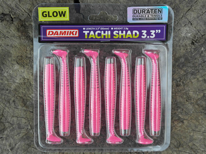 Damiki Tachi Shad 8.5CM (3.3 inch), 003DU (Pink Glow), 8buc/plic - imagine 4