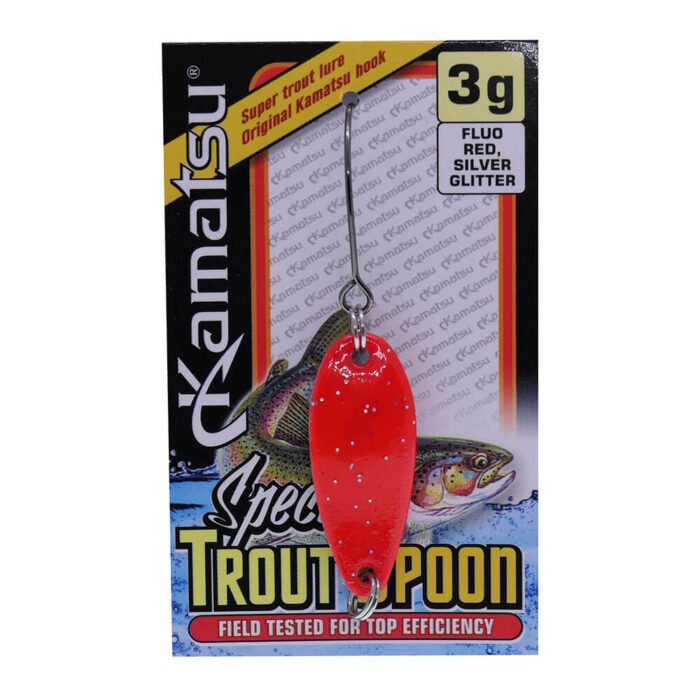Kamatsu oscilanta pastrav Trout Spoon 3.5cm, 3gr, 003 (Fluo Red) - imagine 5