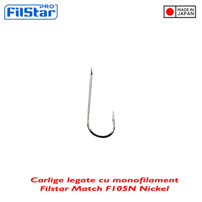 Filstar carlige legate cu monofilament 50cm, 0.10mm, F105N model Match, Nickel, marimea 16 (10buc/plic) - imagine 2