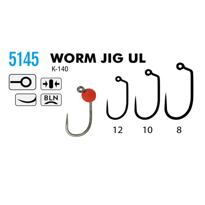 Kamatsu Carlig Pastrav Debarbetat Worm Jig UL BLN K-140 marimea #10 (10buc/plic) - imagine 2
